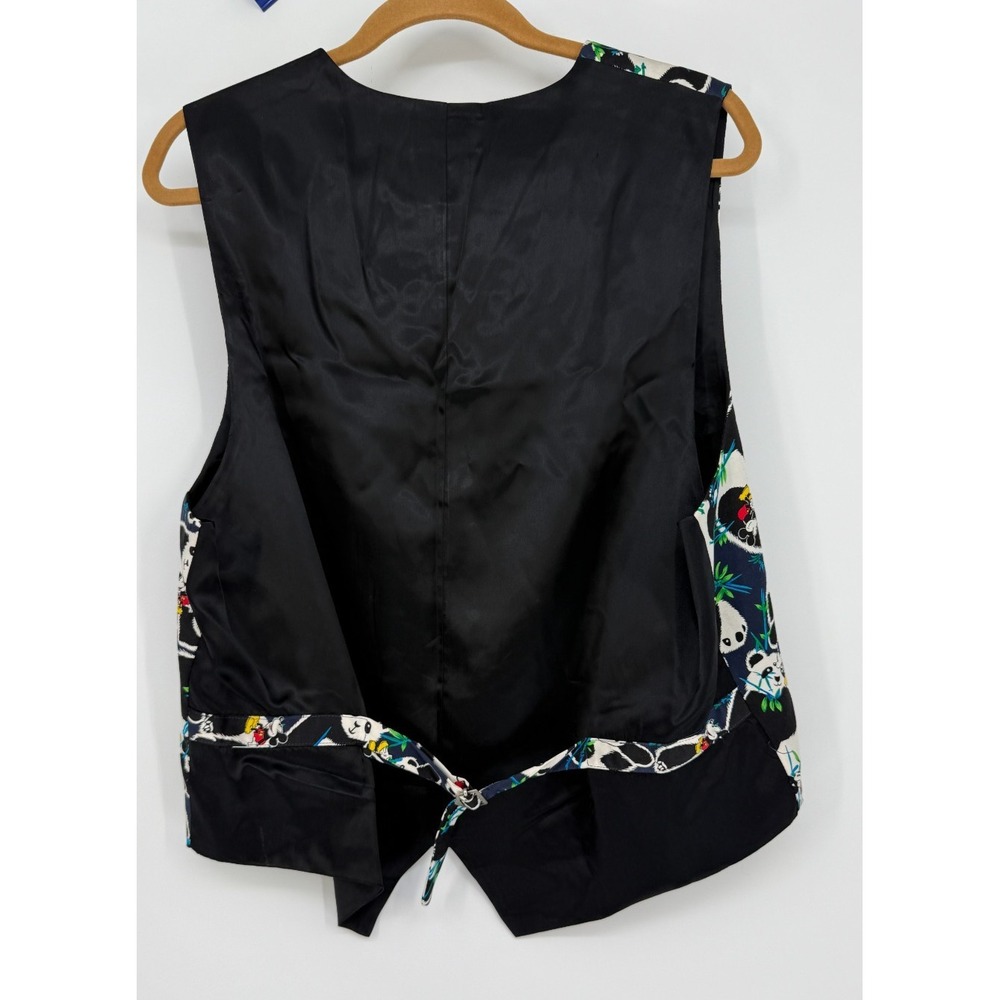 Vintage Mickey Inc Disney 100% Silk Vest Black Men's Large Mickey Mouse - Picture 2 of 12
